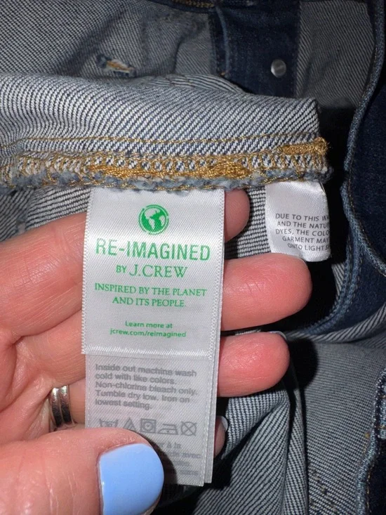 J. Crew High-Rise Dark Blue Denim Pencil Skirt with Front Buttons - Picture 8 of 14